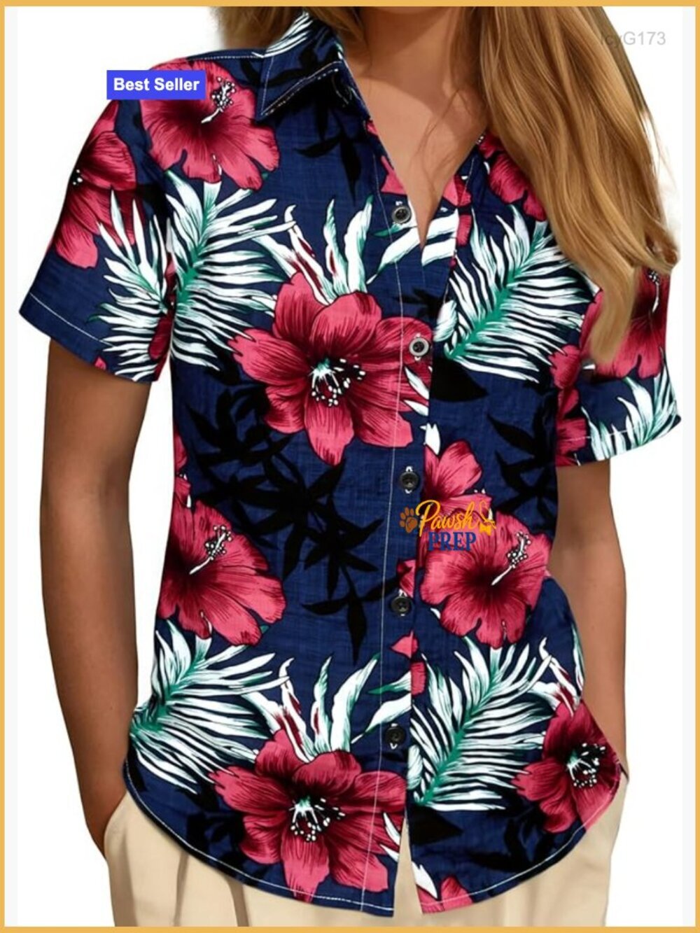 Casual Button Down Short Sleeve Floral Hawaiian Shirt - Lightweight
